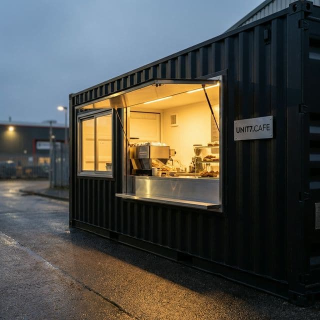 UNIT7 Café industrial container exterior